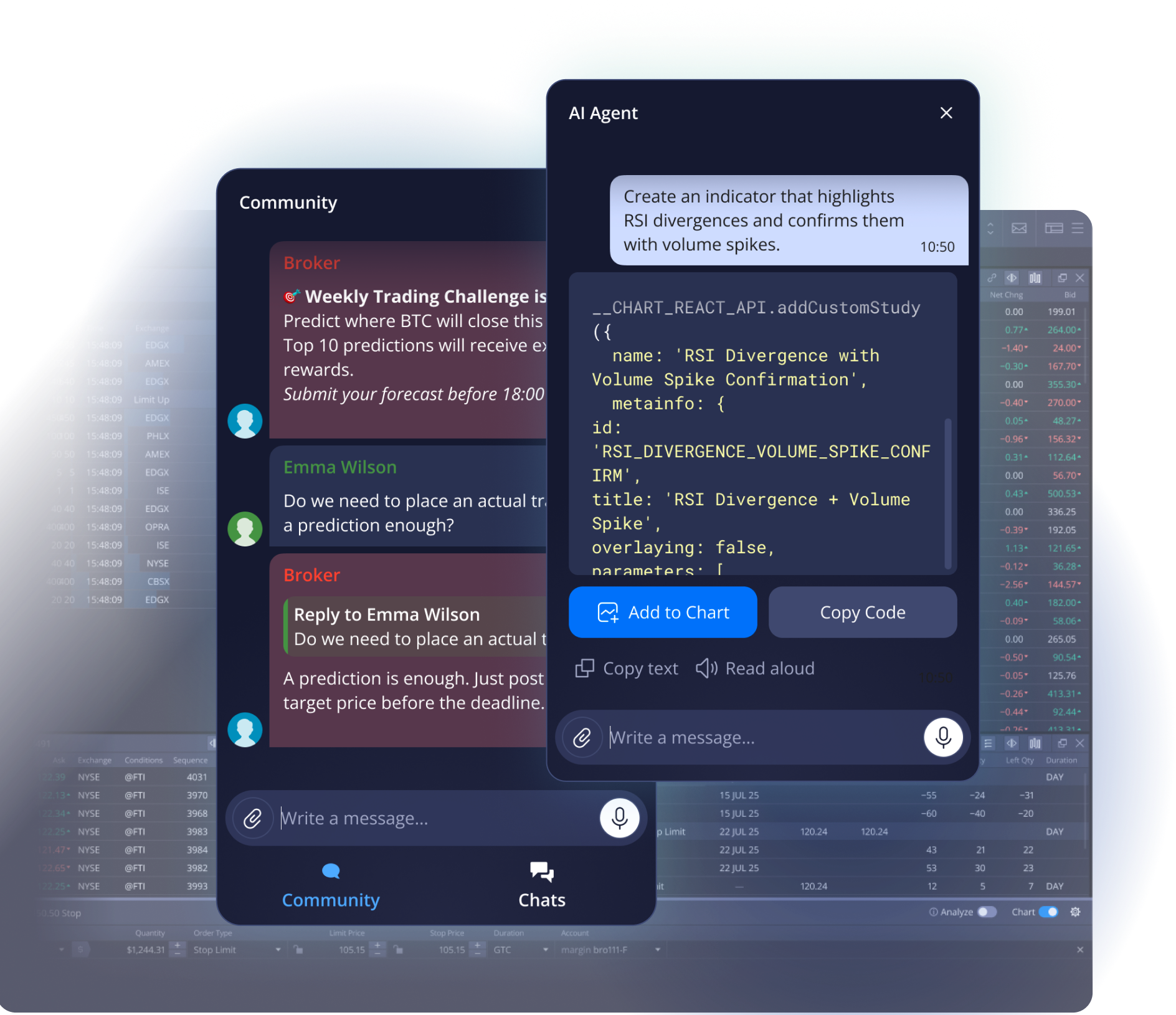 AI Agent and Community widgets